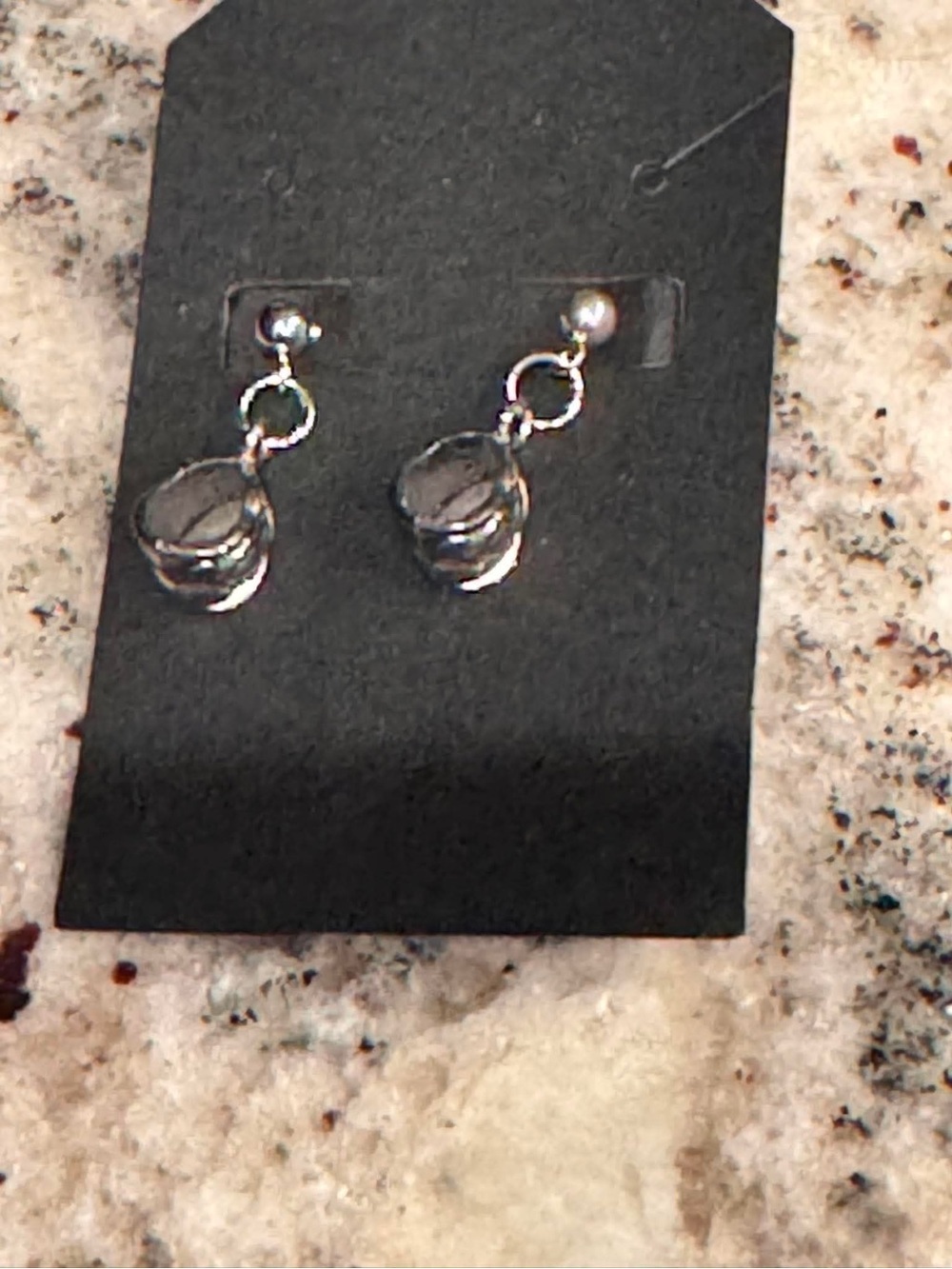 Faceted Gray Bead Silver Dangle Earrings